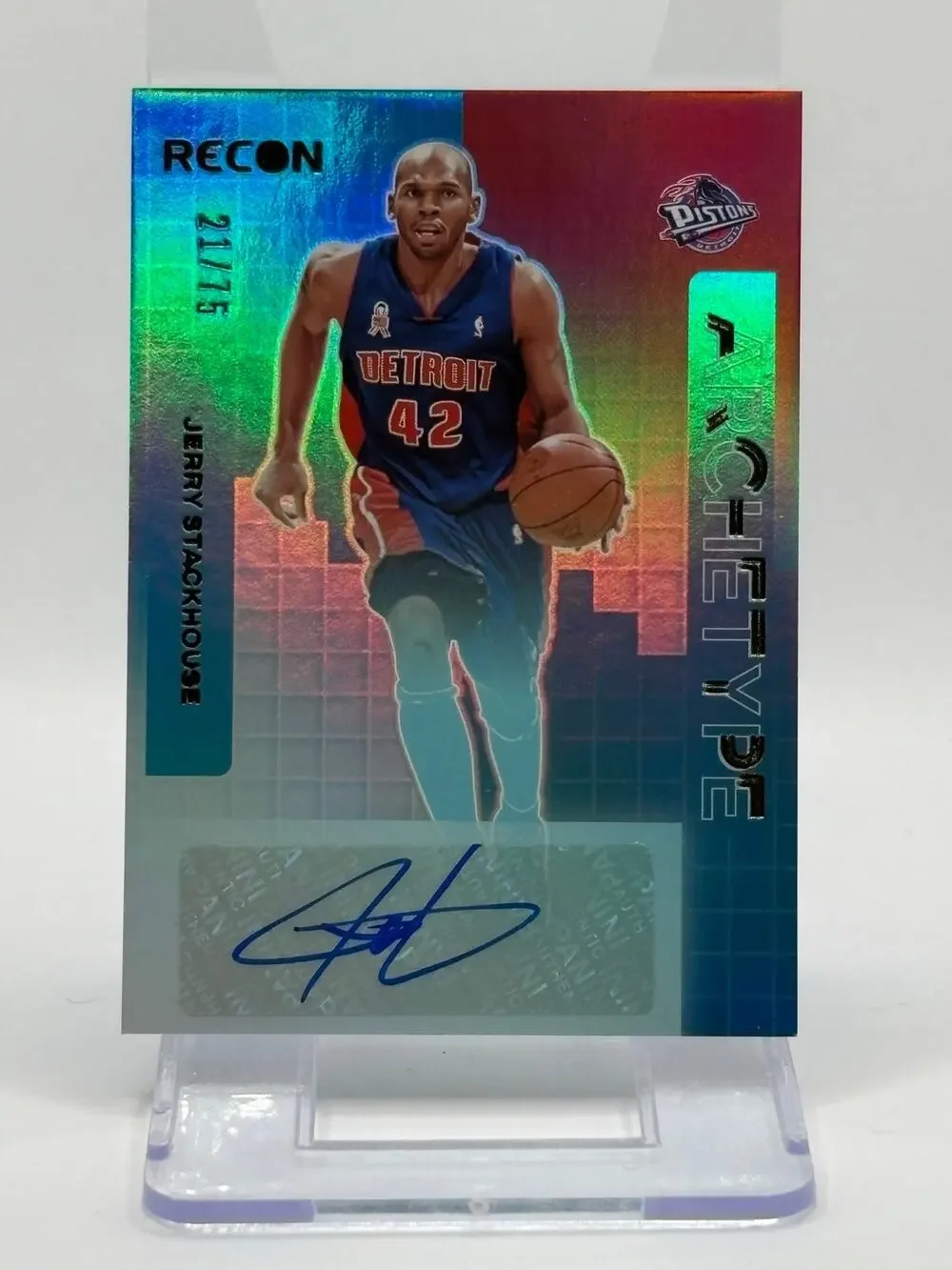 2023-24 Panini Recon Jerry Stackhouse Archetype Auto 21/75 SP Detroit Pistons